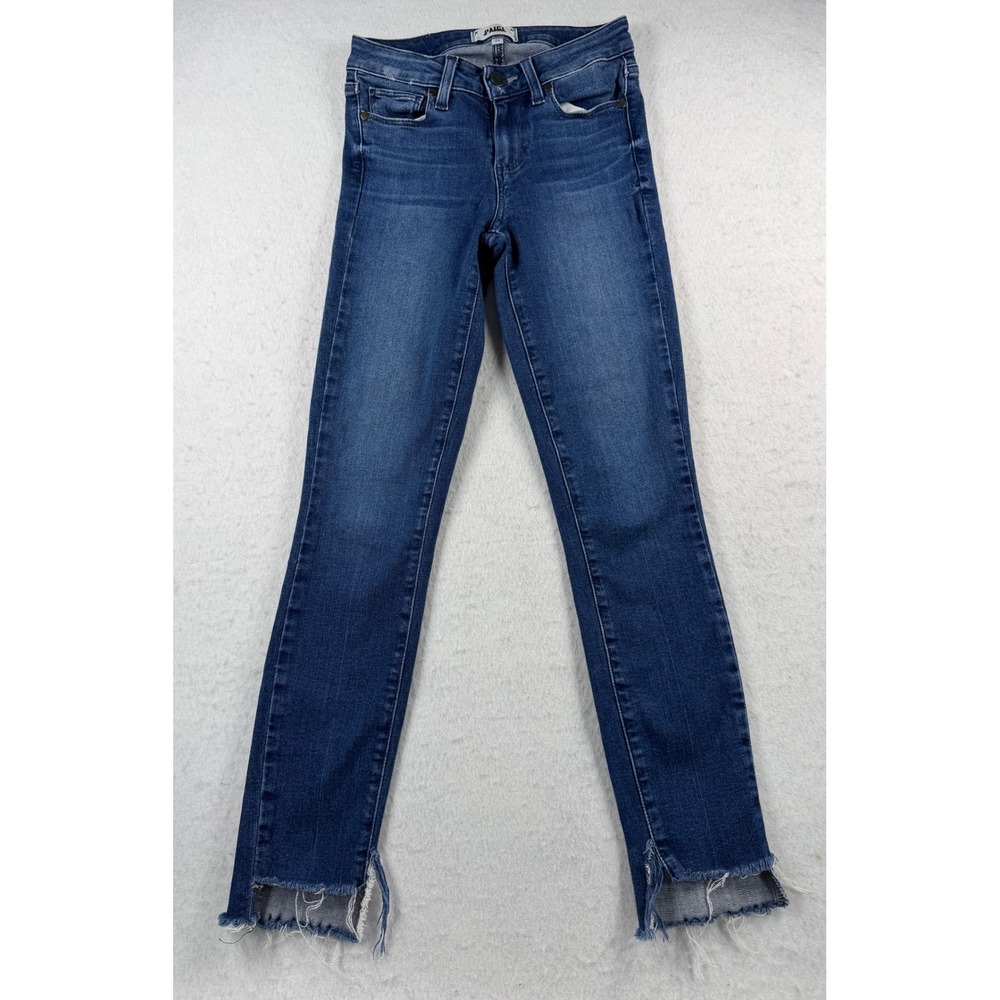 PAIGE Verdugo Ankle Skinny Jeans Raw Step Hem Dark Wash Size 24